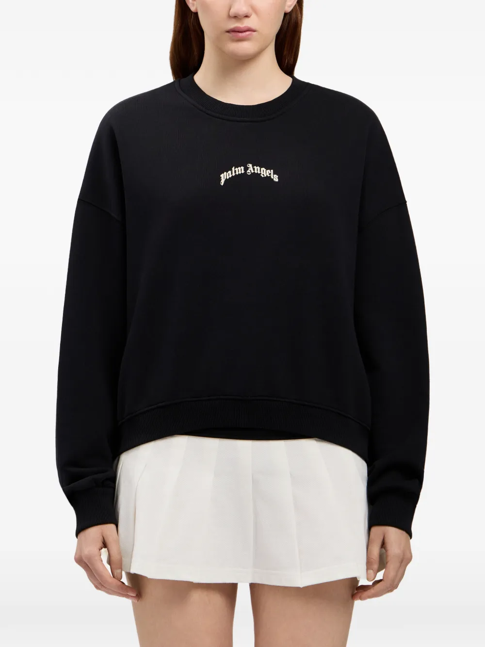 Palm Angels Cropped sweater met logo Zwart