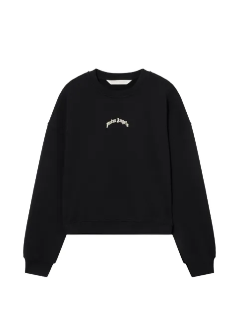 Palm Angels 커브 로고 크롭 스웨트셔츠