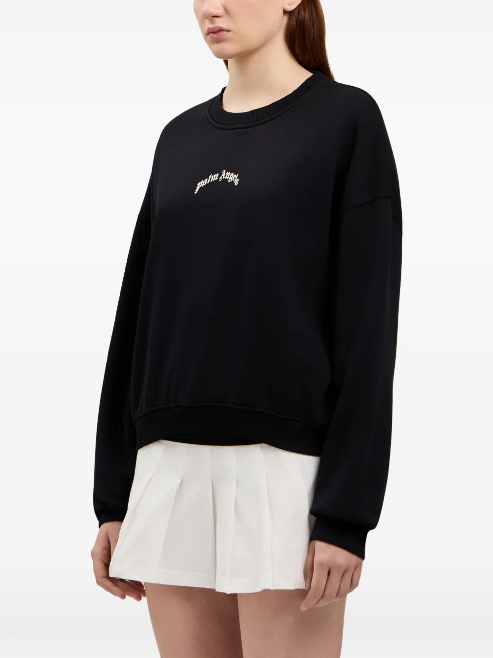 Palm Angels Cropped sweater met logo Zwart