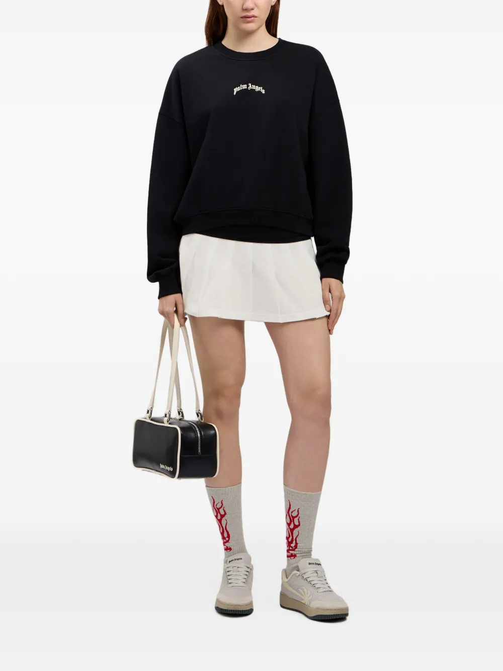 Palm Angels Cropped sweater met logo Zwart