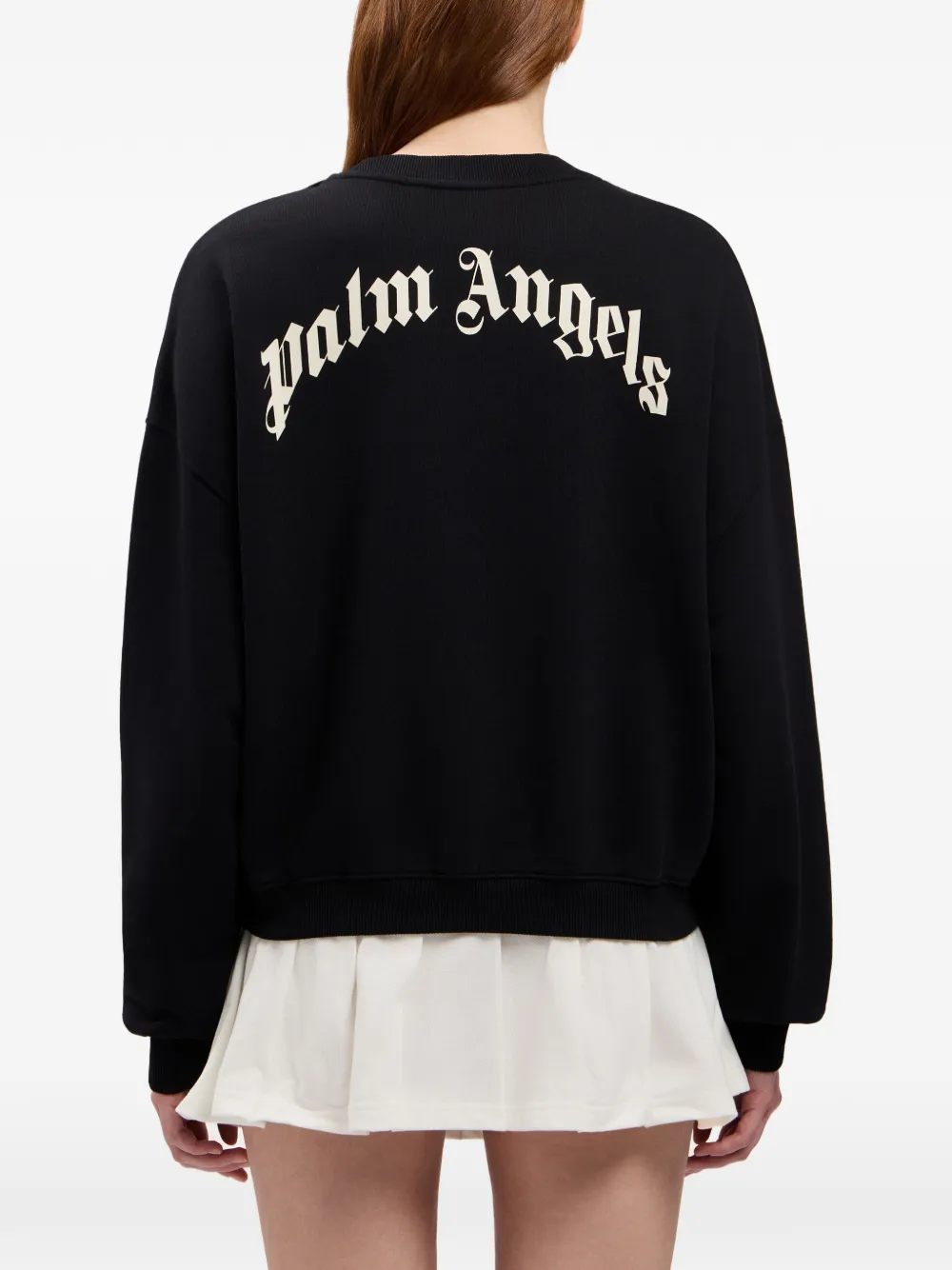 Palm Angels Cropped sweater met logo Zwart