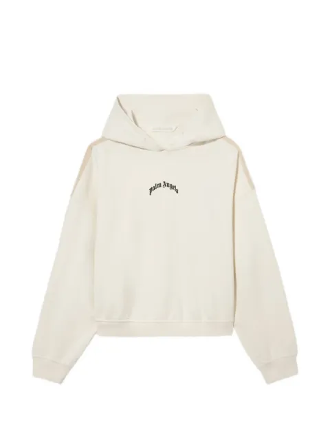 Palm Angels curved logo loose crop hoodie