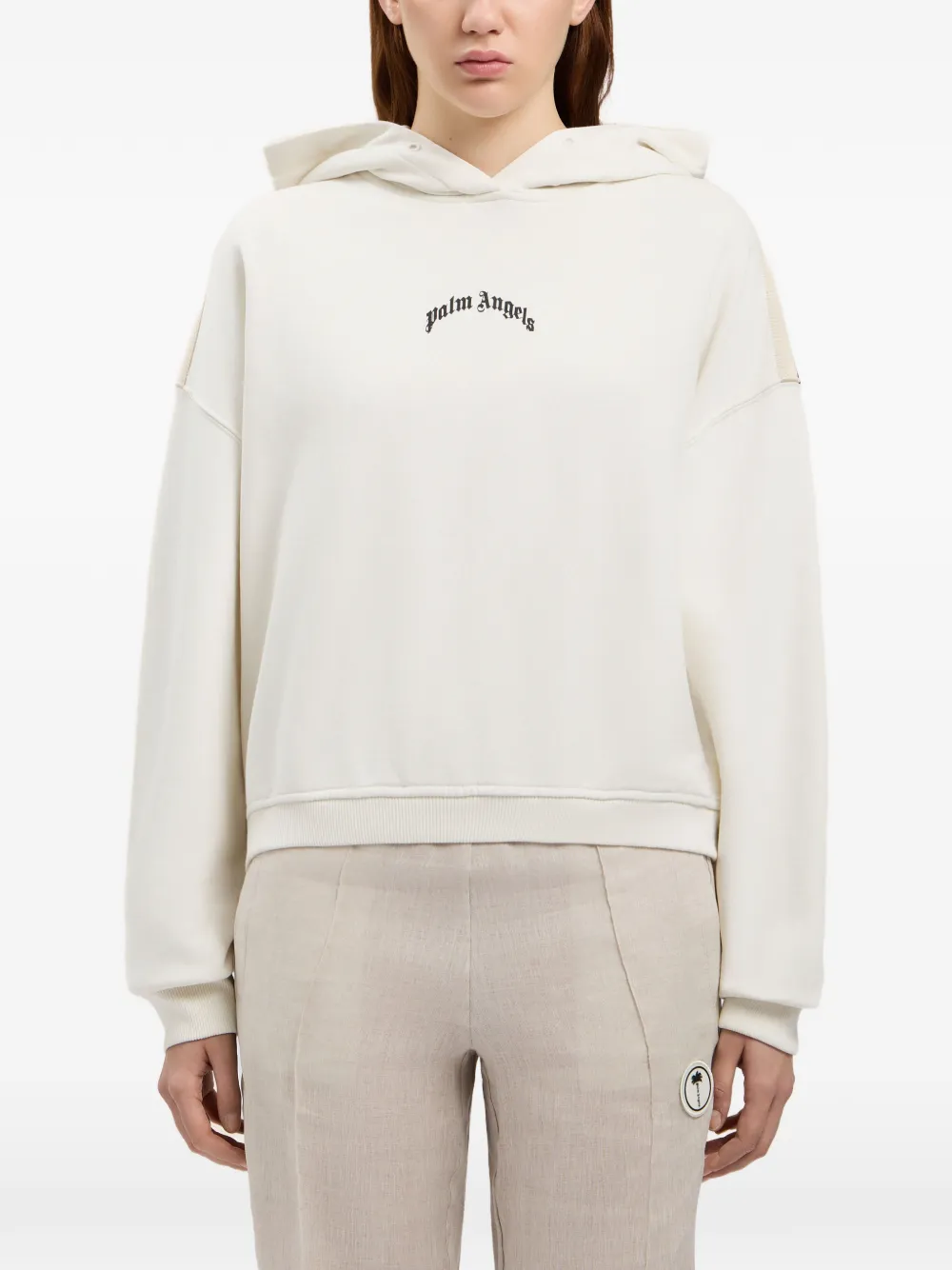 Palm Angels Ruimvallende cropped hoodie Beige