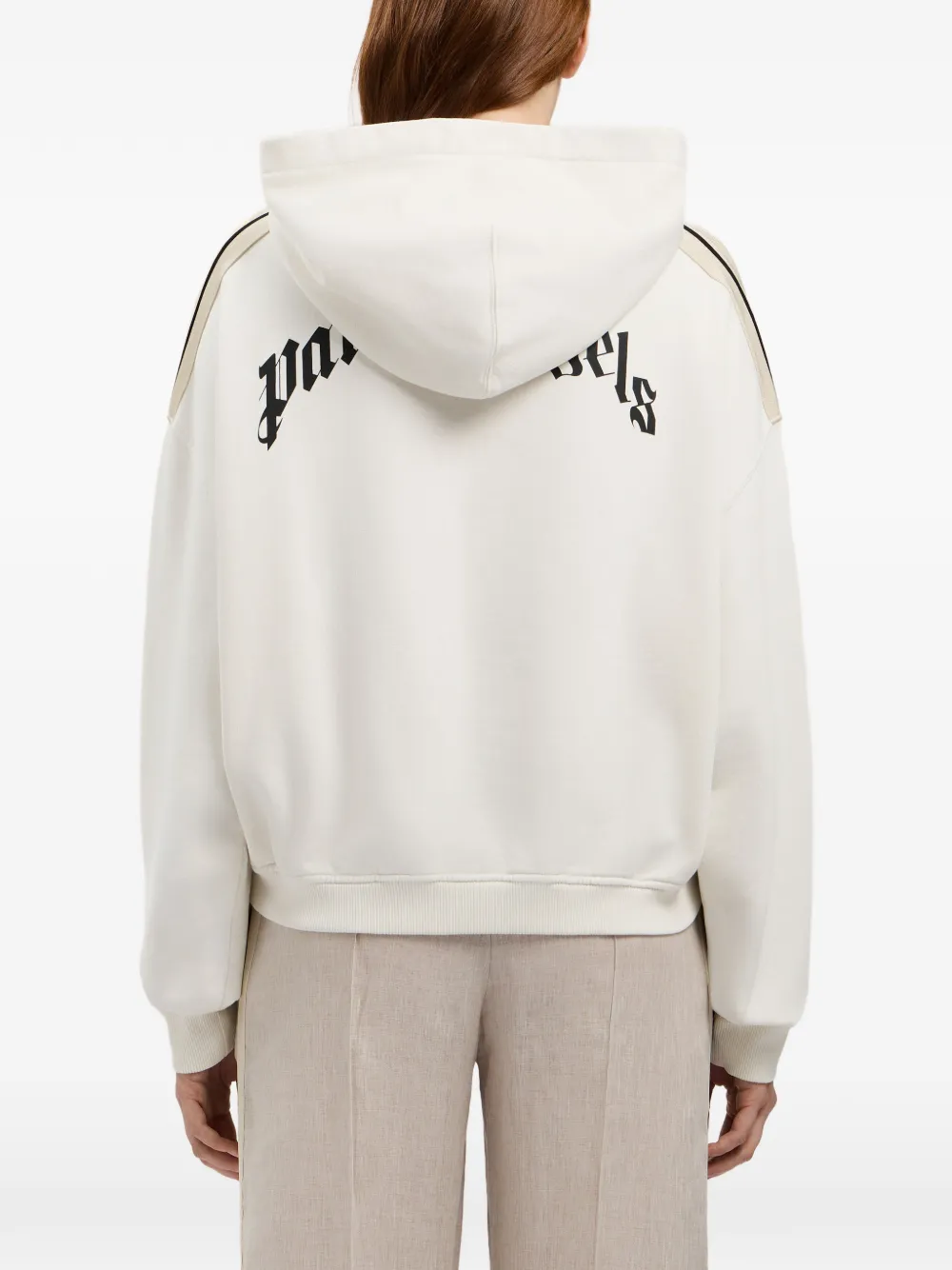 Palm Angels Ruimvallende cropped hoodie Beige
