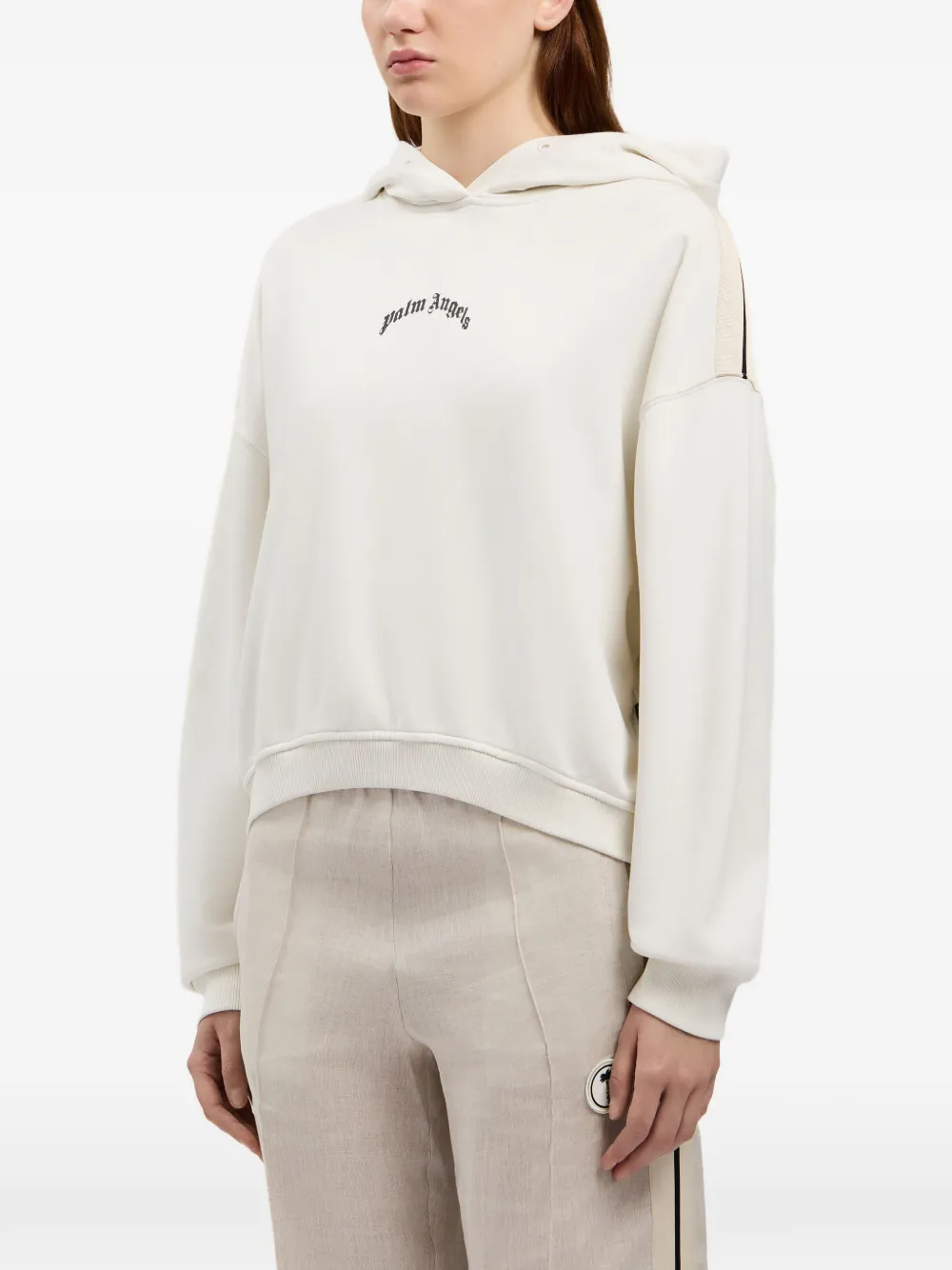 Palm Angels Ruimvallende cropped hoodie Beige