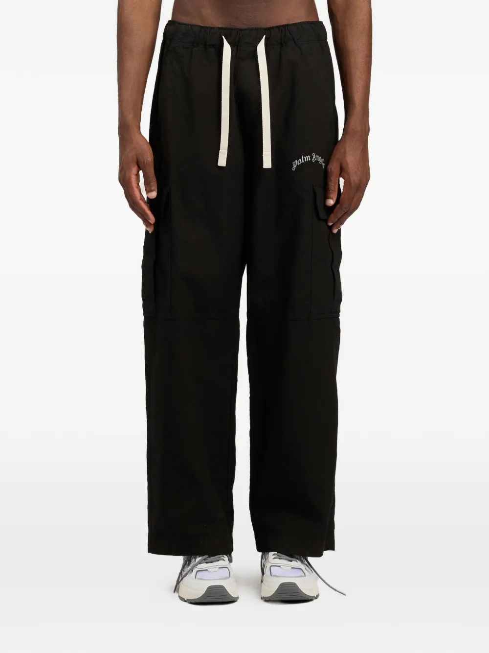 Palm Angels Curved cargo broek met logo Zwart