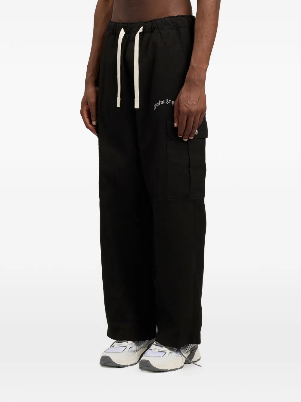 Palm Angels Curved cargo broek met logo Zwart