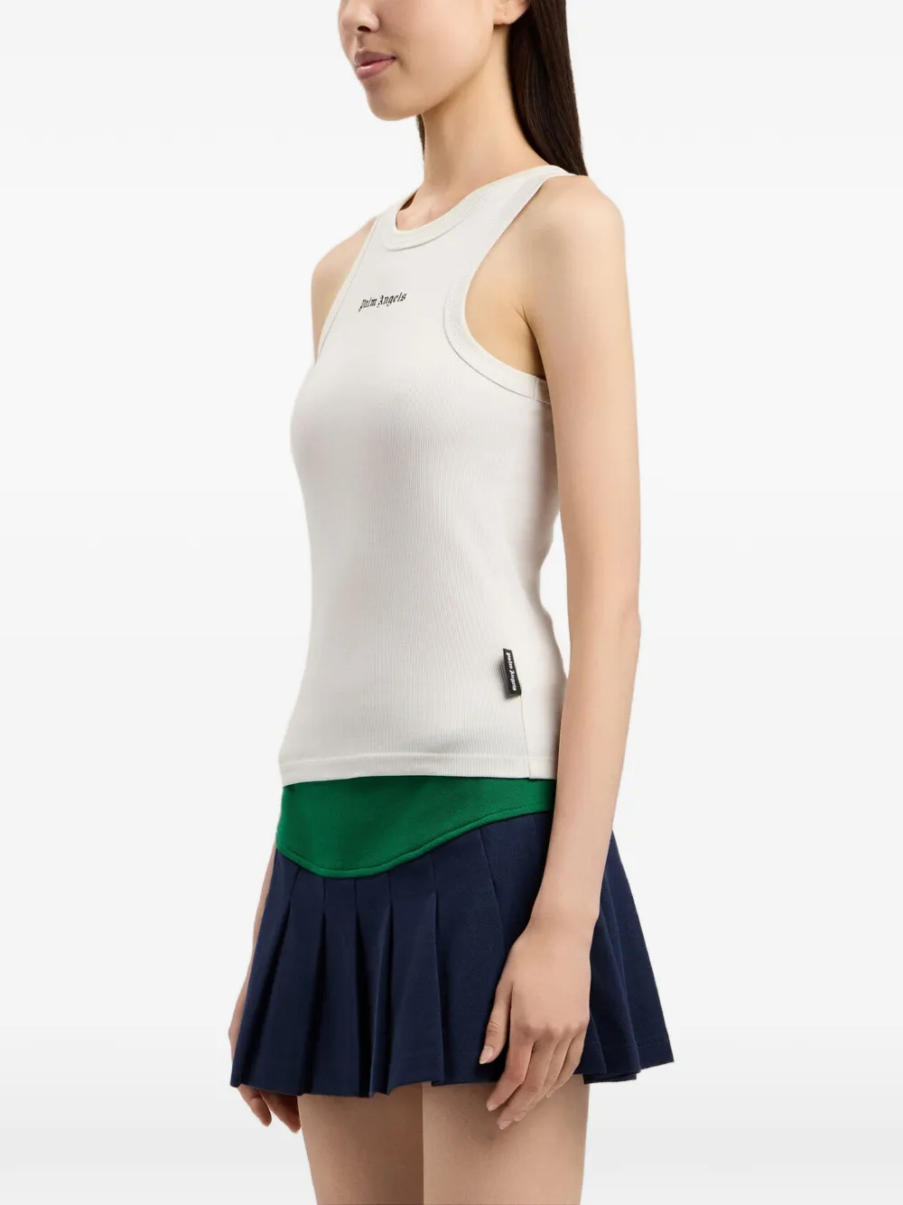 Palm Angels Geribde tanktop met logoprint Wit