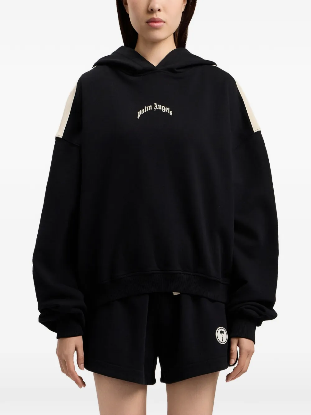 Palm Angels curved-logo hoodie - Nero