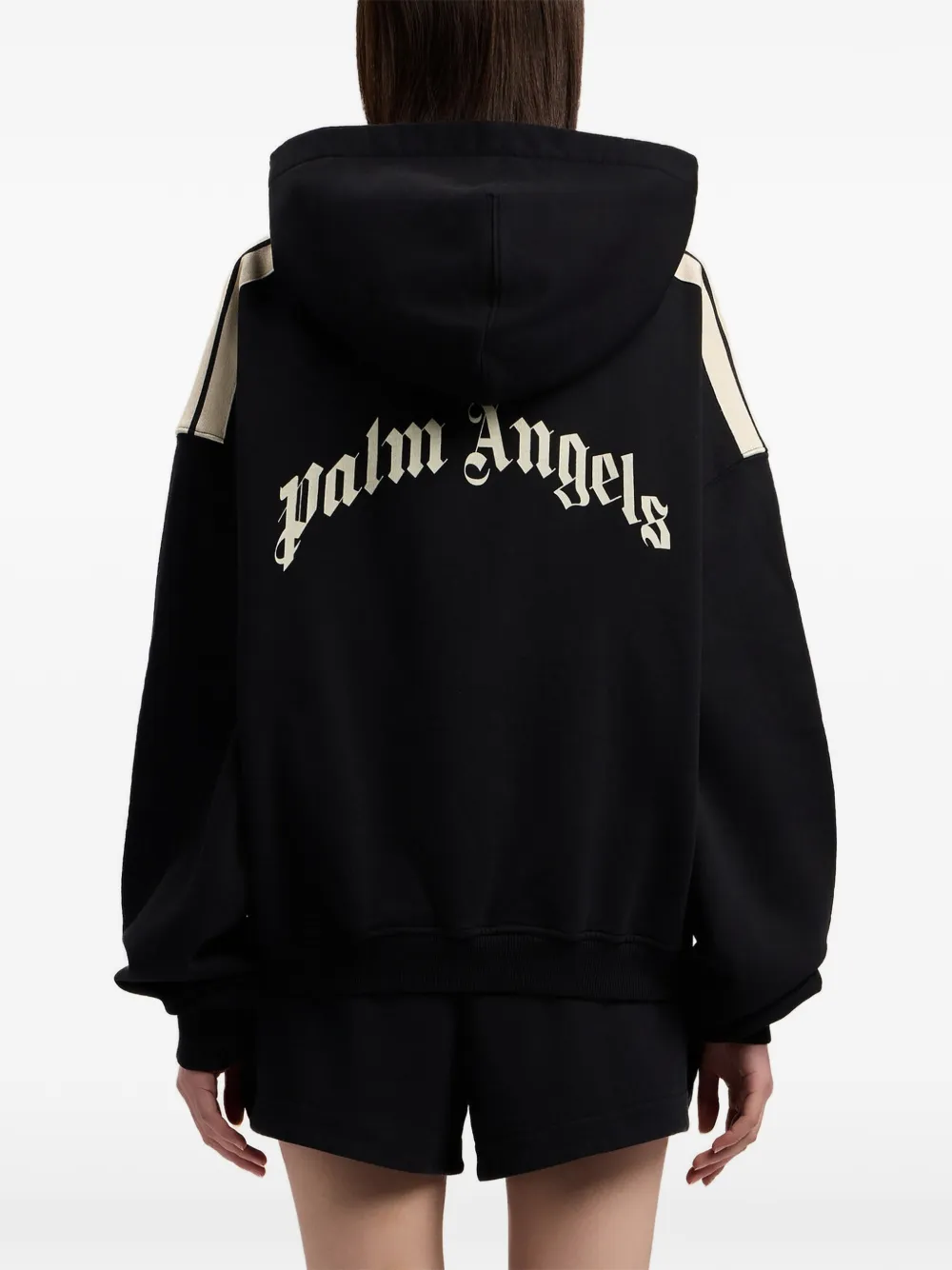 Palm Angels Hoodie met gewelfd logo Zwart