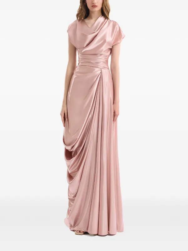cowl draped maxi dress Cowl Neck Draped Front Tie Back Maxi Dress In Brown | EGO US