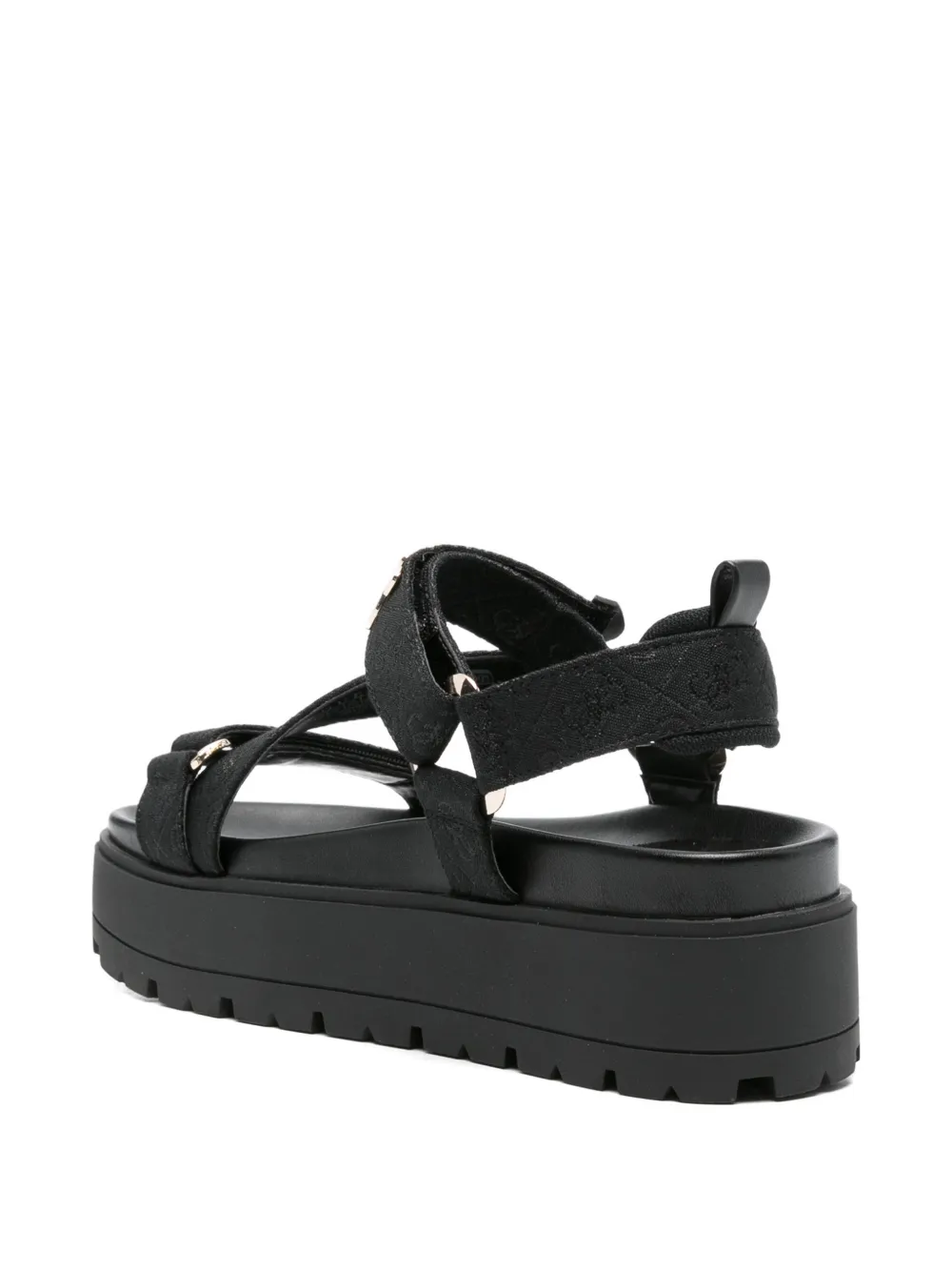 GUESS USA logo-lettering platform sandals Zwart