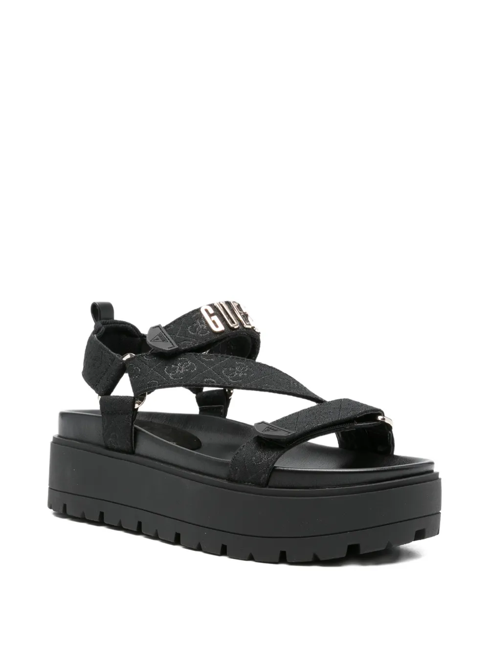 GUESS USA logo-lettering platform sandals Zwart