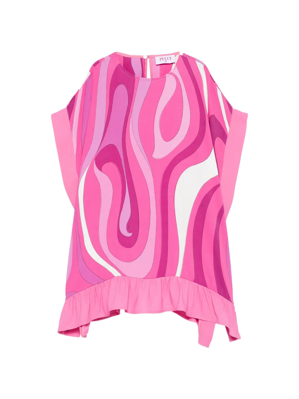 PUCCI Junior ruffled graphic-print dress - Pink