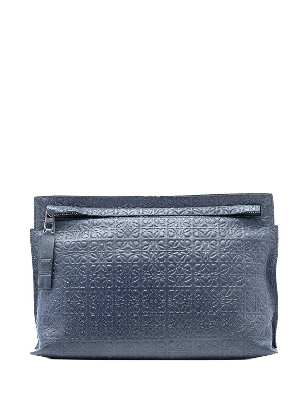 Loewe Pre-Owned 2015 Embossed Anagram Leather Repeat T clutch bag - Blu