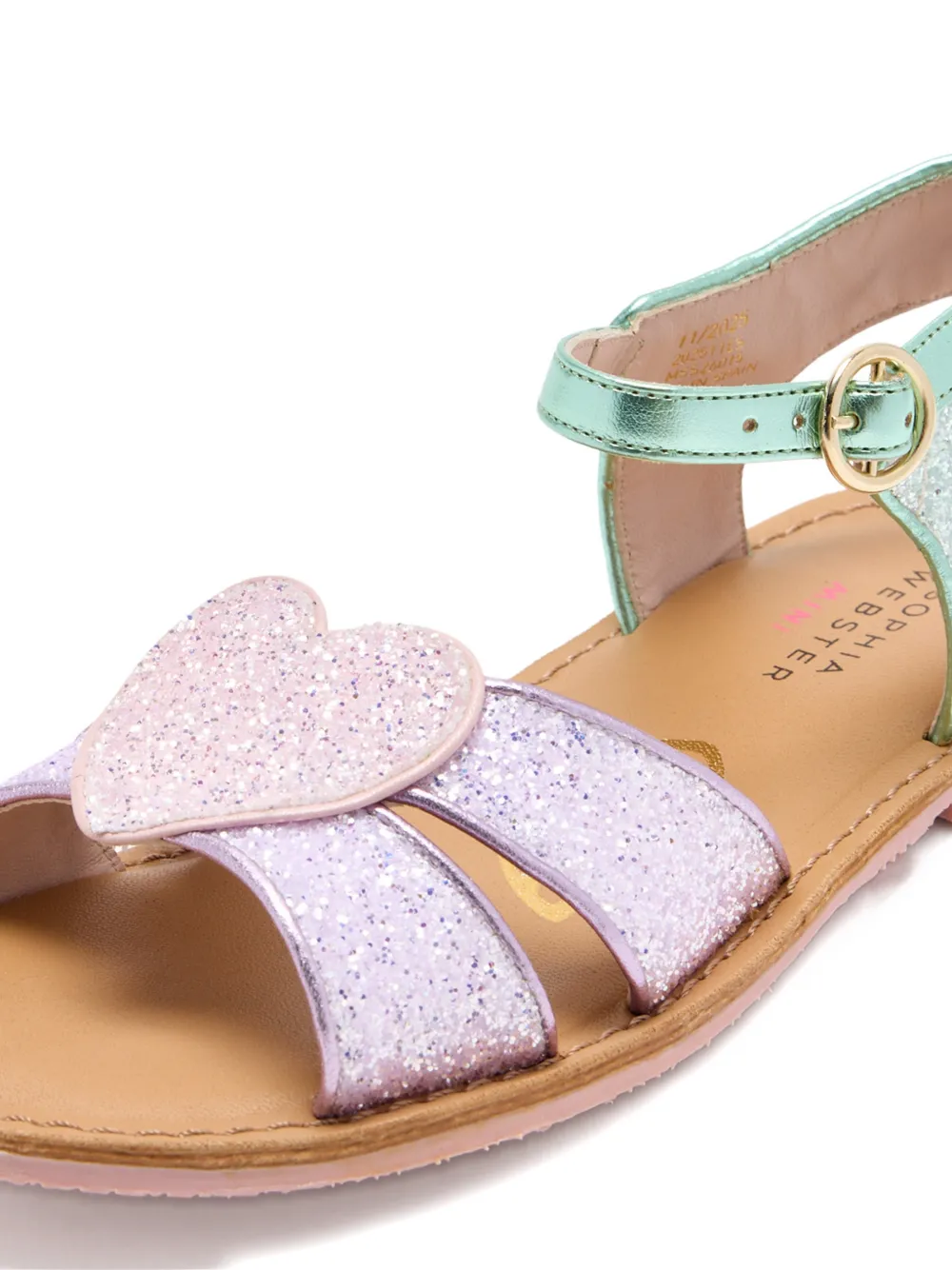 Sophia Webster Mini Amora heart glitter sandals Groen