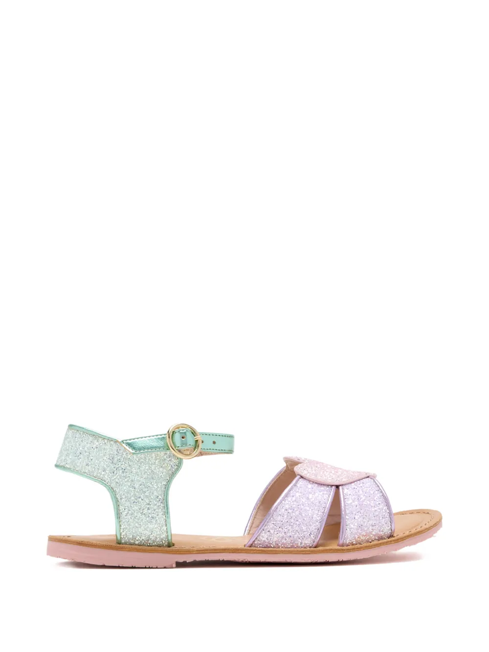 Sophia Webster Mini Amora heart glitter sandals Groen