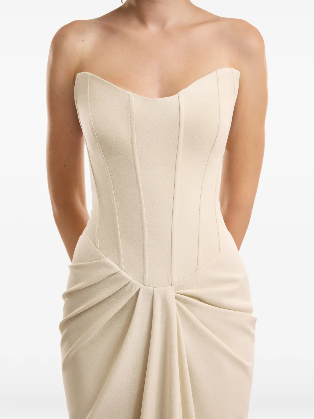 Gemy Maalouf Strapless maxi-jurk met korset-design Beige