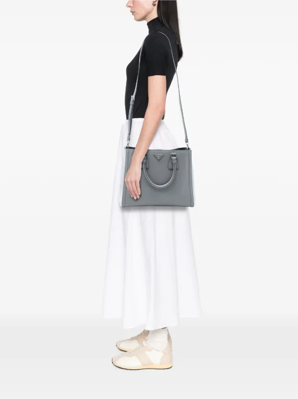 PRADA グレー ボディバッグ Prada Pre-Owned 2015-2026 ミディアム バイカラー サフィアーノルクス