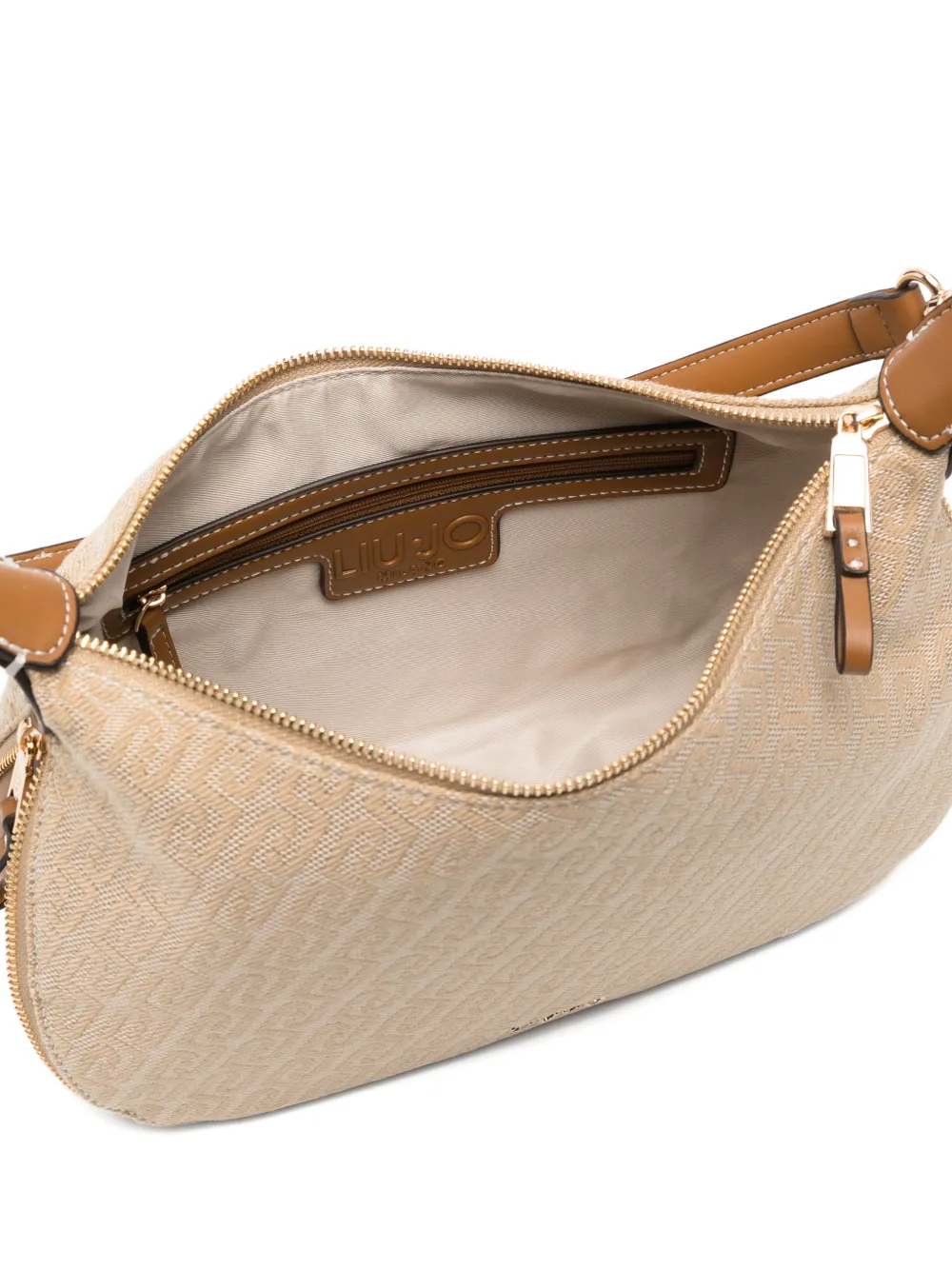 LIU JO Medium schoudertas met jacquard Beige