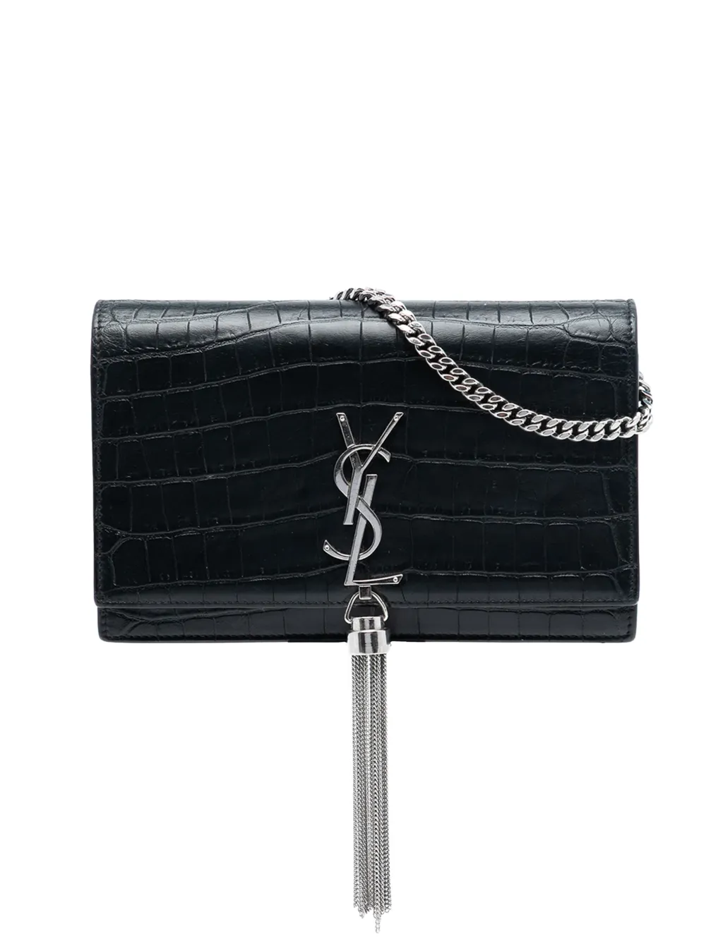 Saint Laurent Pre-Owned 2016 Medium Croc Embossed Leather Kate Tassel crossbody bag - Nero
