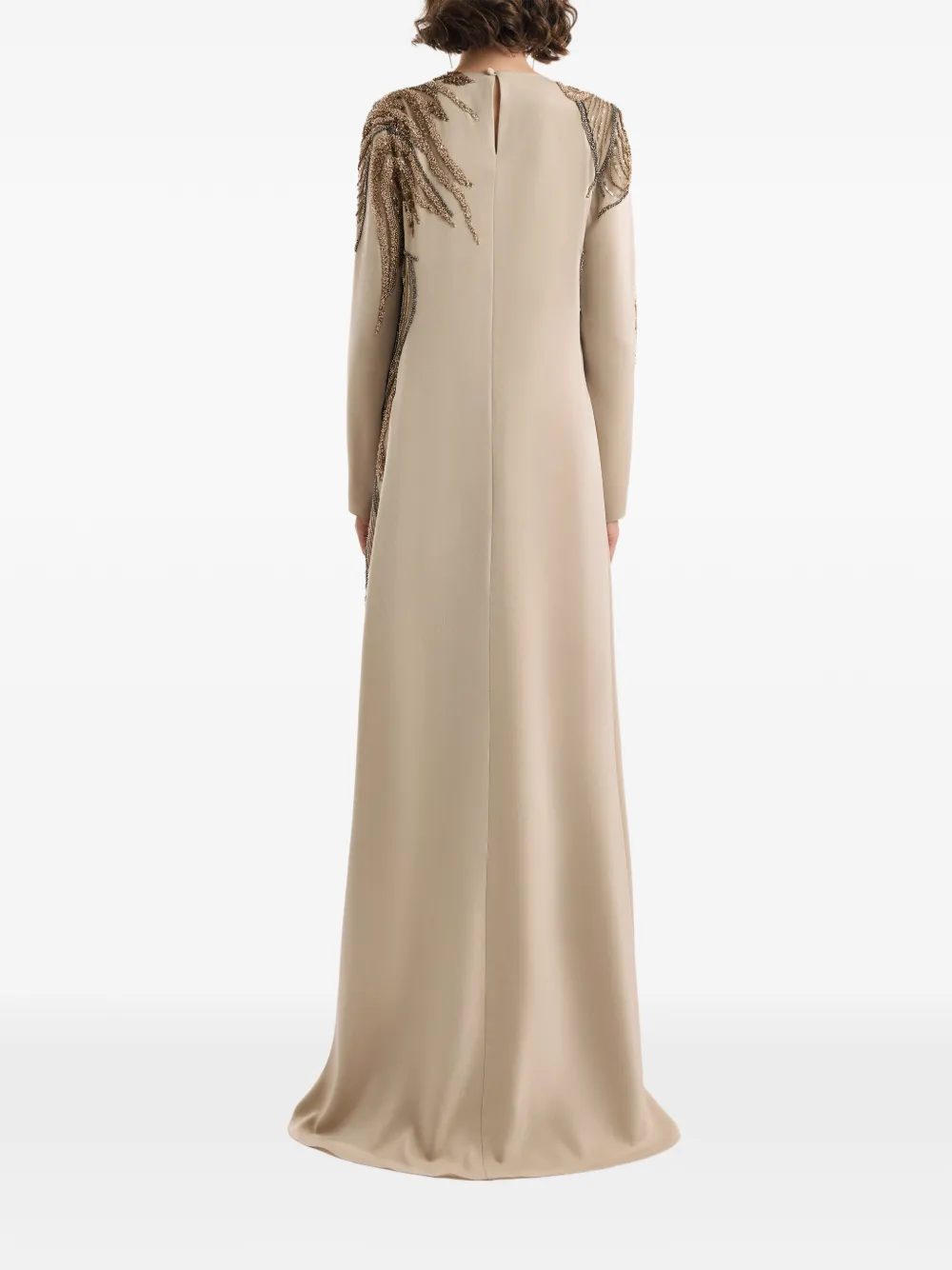 Gemy Maalouf Asymmetrische maxi-jurk met kralen Beige