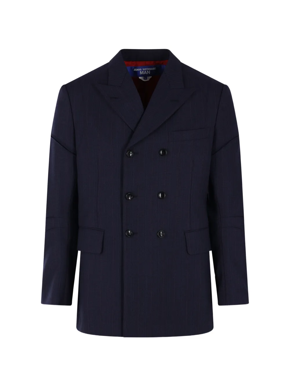 Junya Watanabe MAN pinstriped double-breasted jacket - Blu