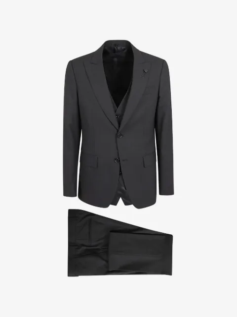 Lardini flower-pin buttoned suit