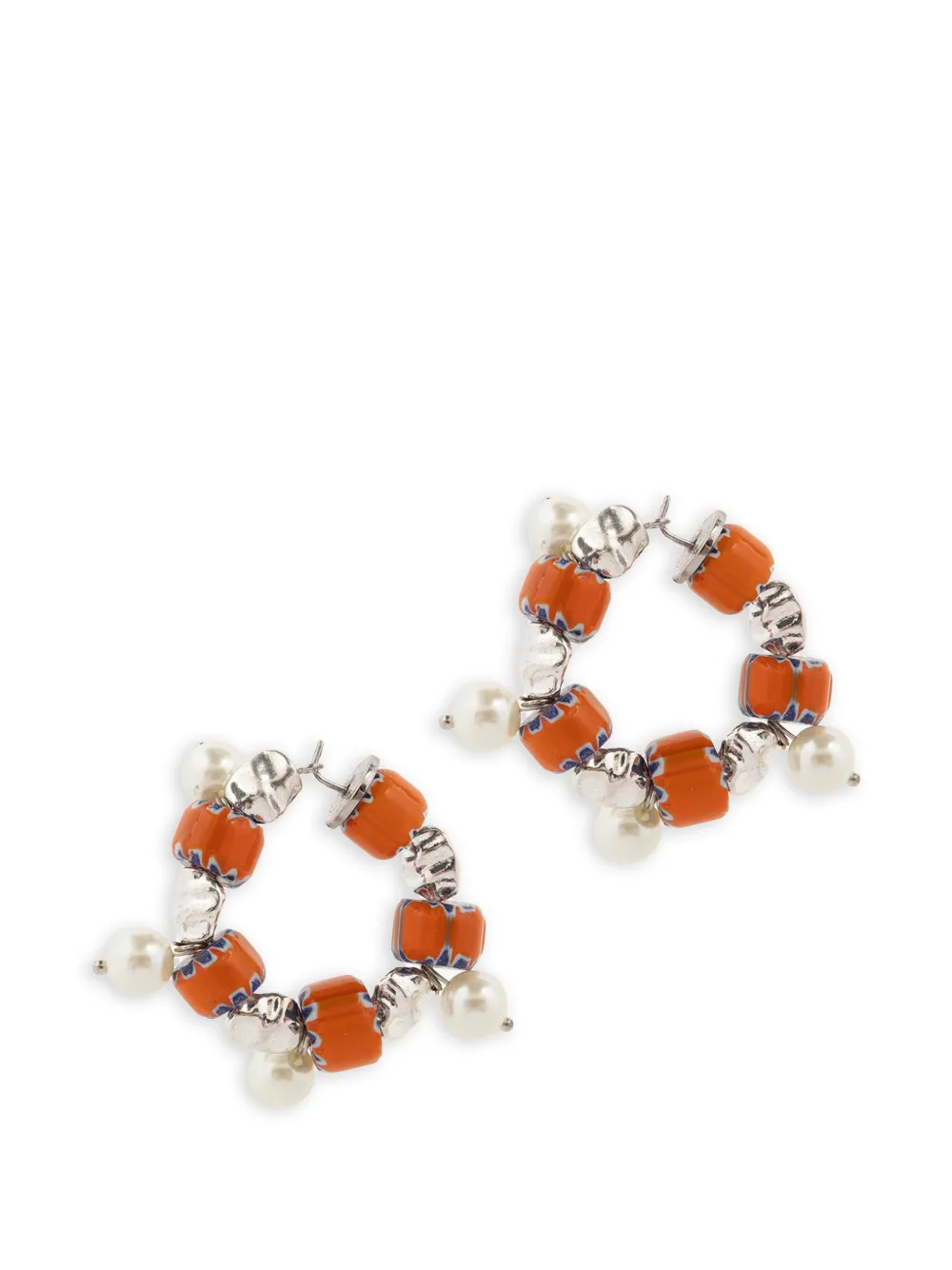 DRIES VAN NOTEN beaded hoop earrings - Argento
