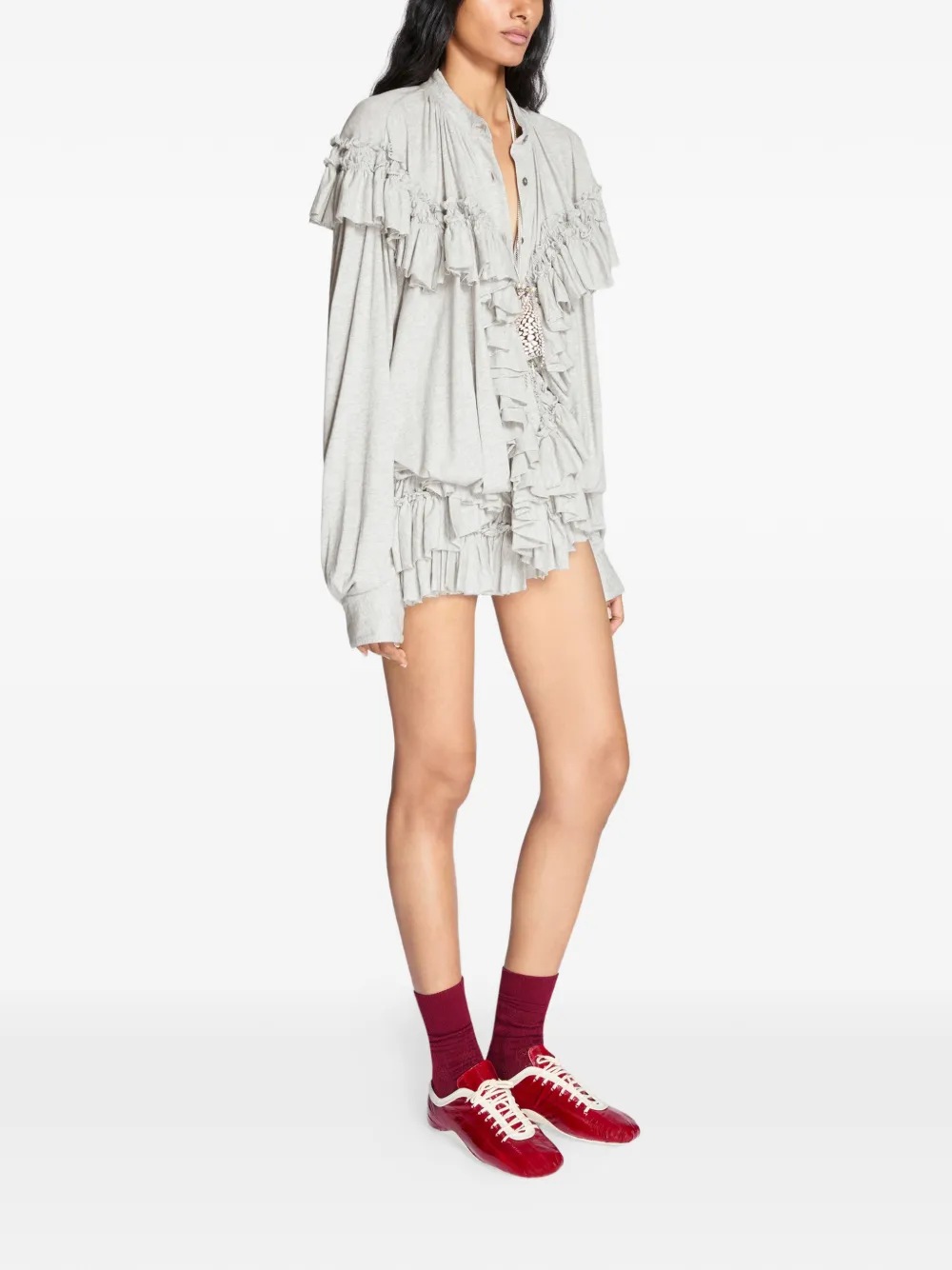  Dries Van Noten Ruffled Shorts - Grey 