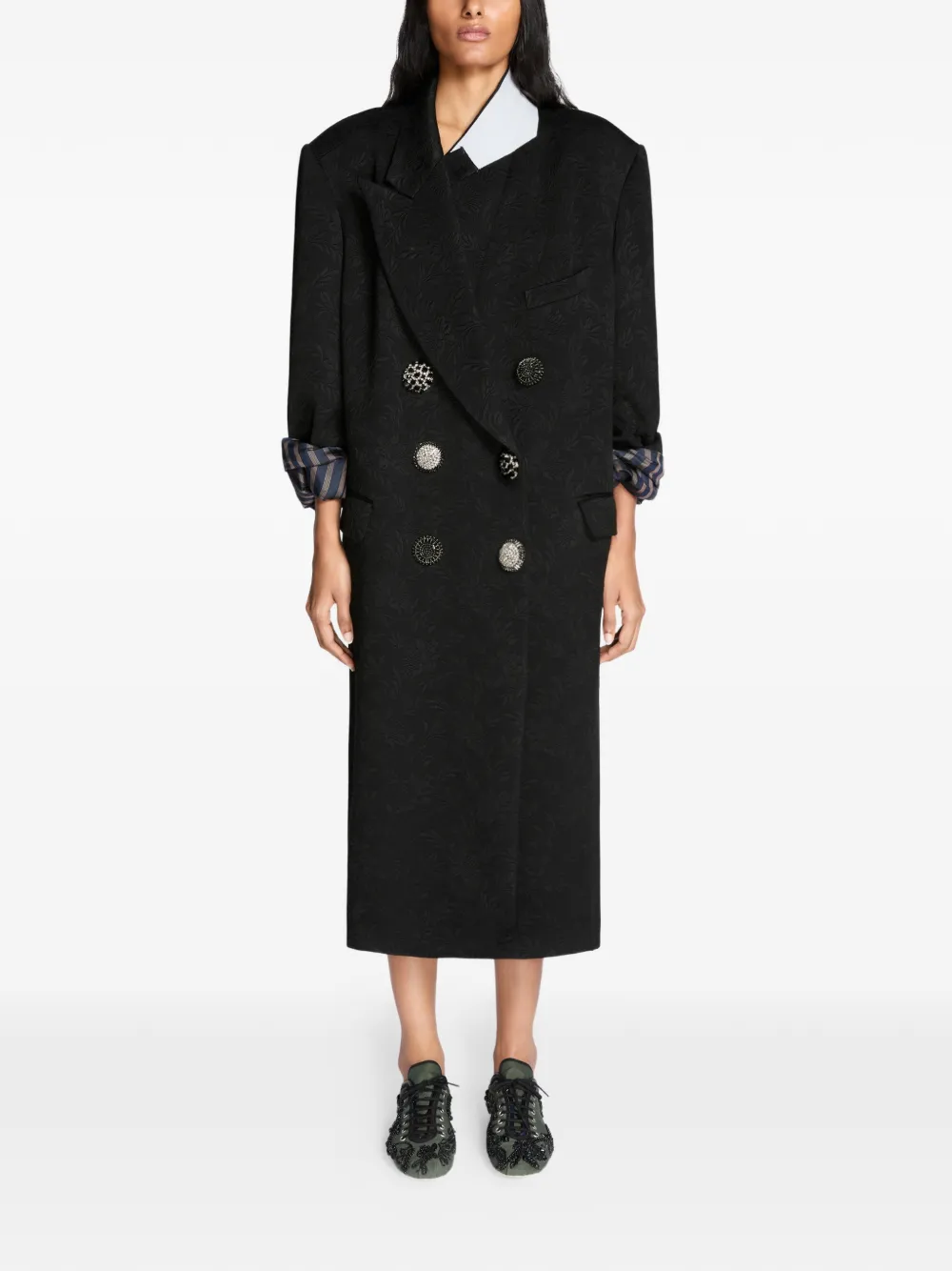  Dries Van Noten Buttoned Coat - Black 