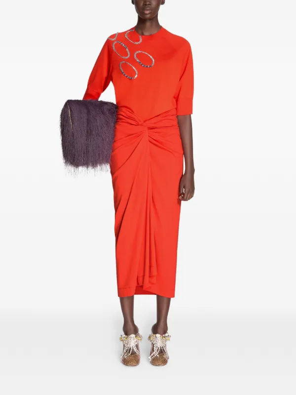 DRIES VAN NOTEN Embellished short-sleeve Top | Red | FARFETCH