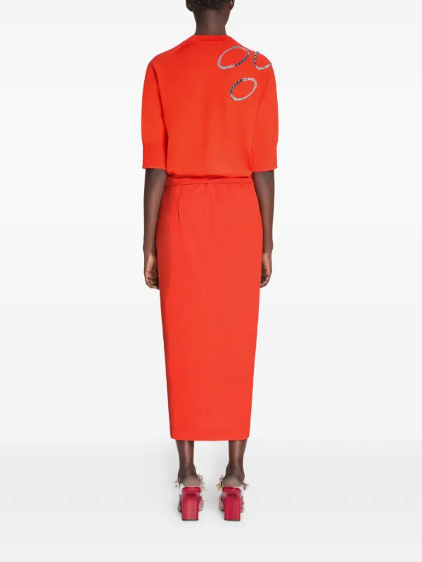 DRIES VAN NOTEN Embellished short-sleeve Top | Red | FARFETCH