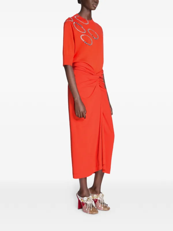 DRIES VAN NOTEN Embellished short-sleeve Top | Red | FARFETCH