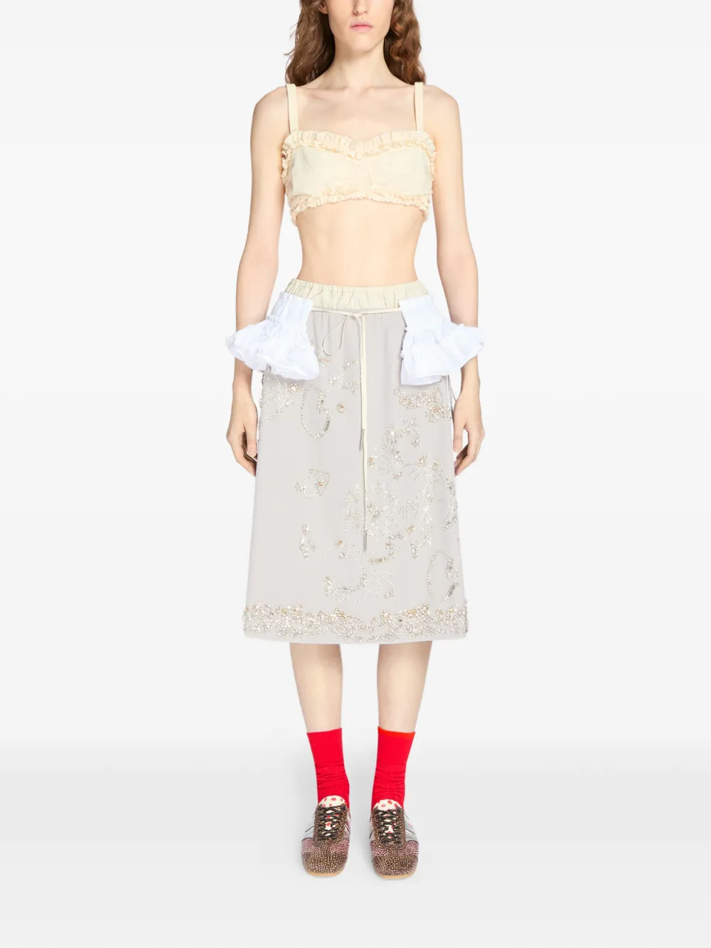 DRIES VAN NOTEN Slippers met stippen en veters Bruin