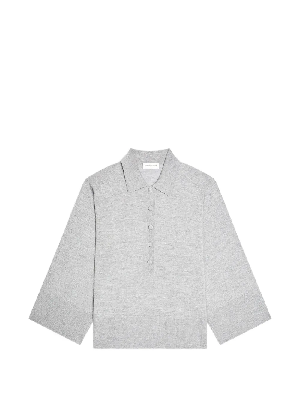 DRIES VAN NOTEN button wide-sleeved polo top - Grau