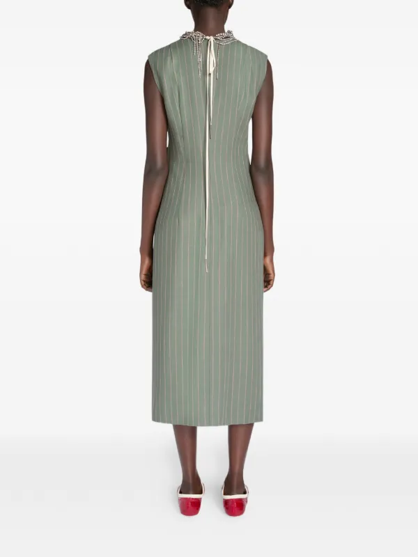 dries van noten green dress Pinstripe Ruffle Midi | golden_pulls
