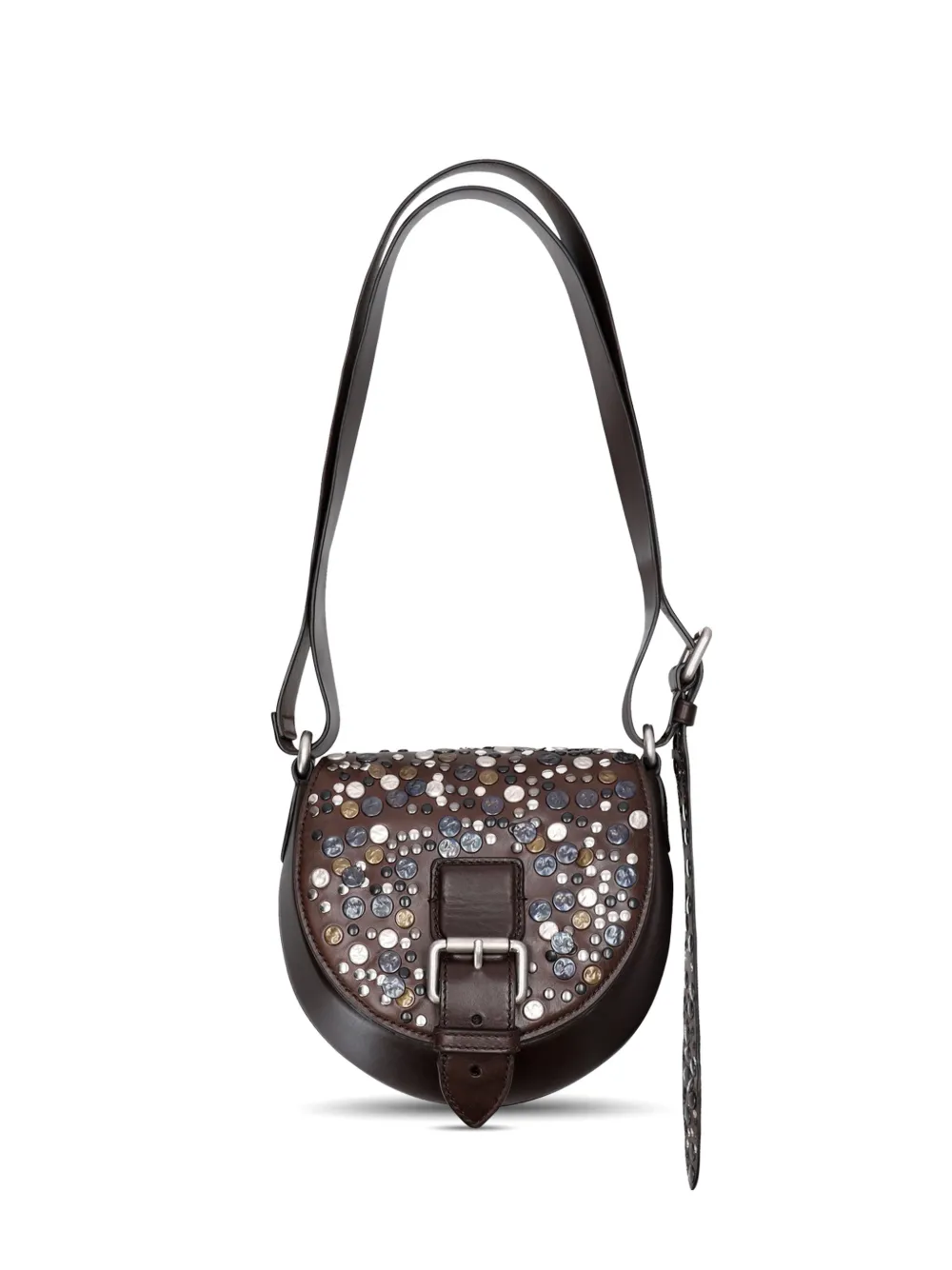 DRIES VAN NOTEN embellished buckle messenger bag - Marrone