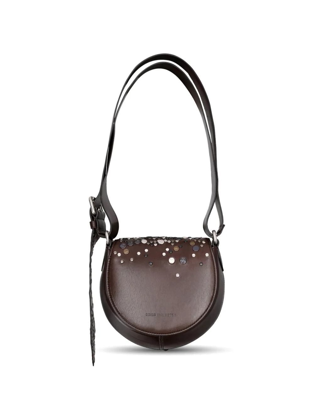  Dries Van Noten Embellished Buckle Messenger Bag - Brown 