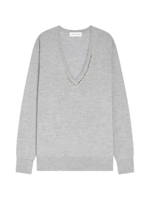 DRIES VAN NOTEN V领缀饰毛衣