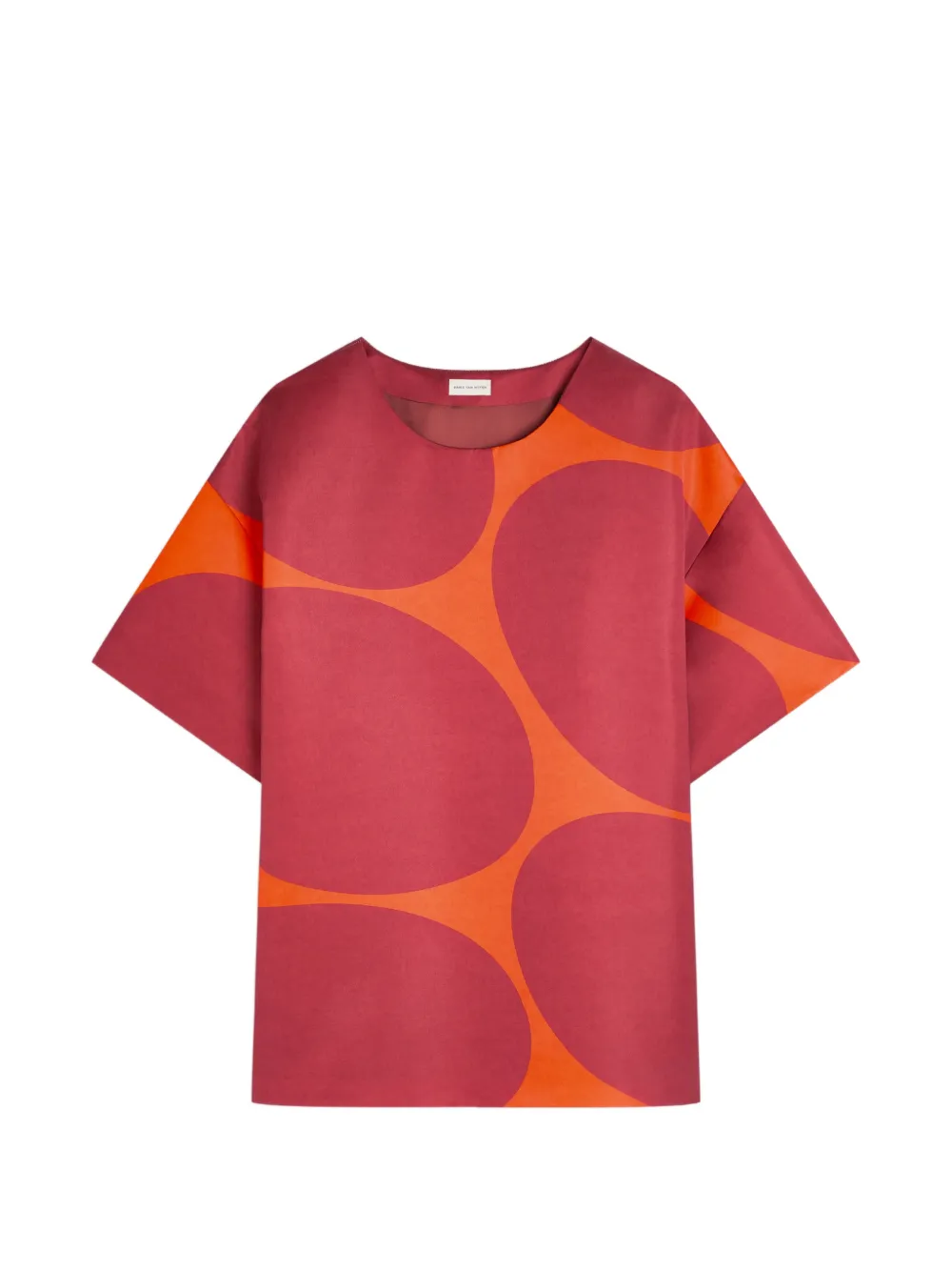 DRIES VAN NOTEN circle-print short-sleeve mini dress - Rosso