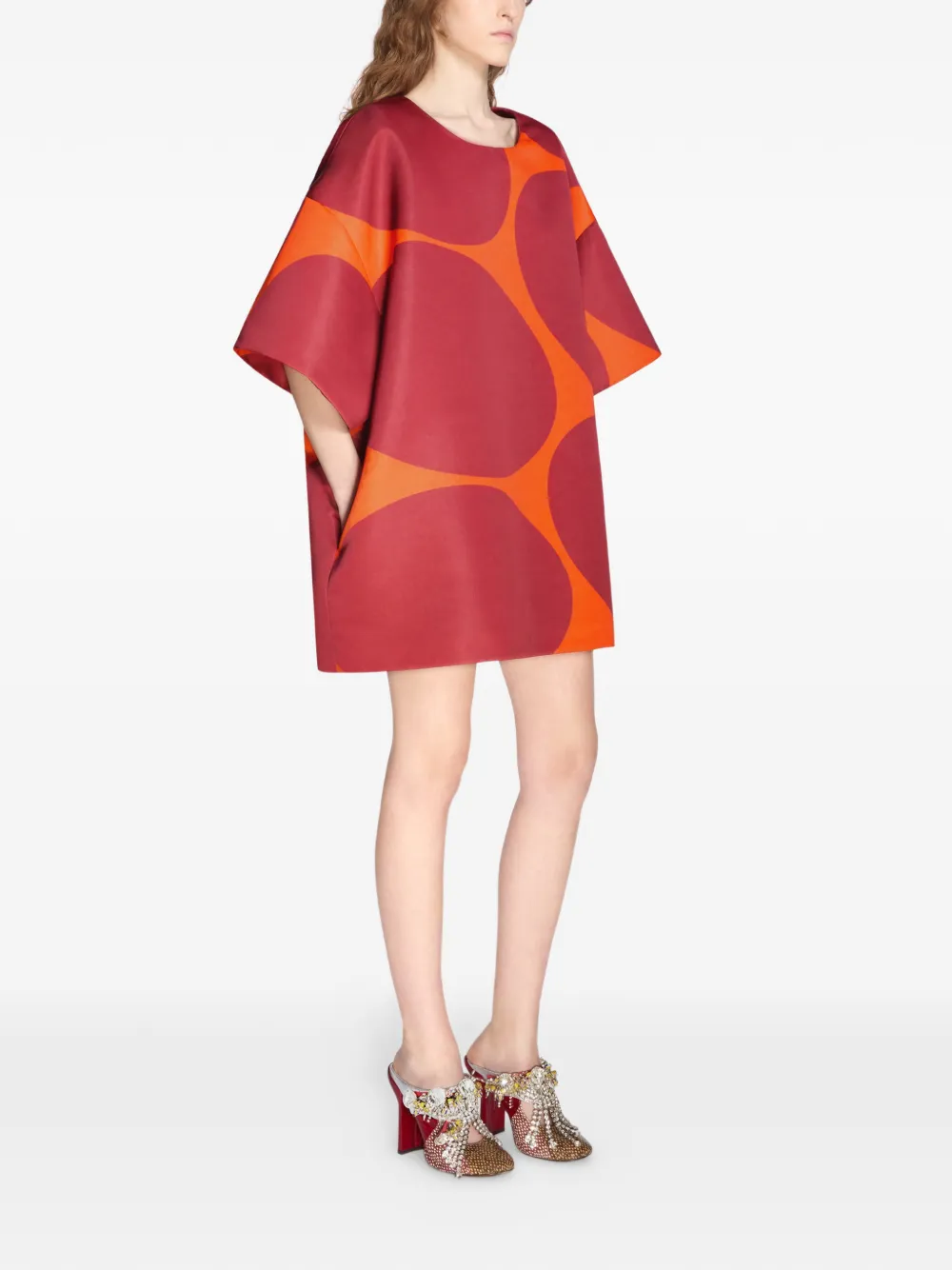  Dries Van Noten Circle-print Short-sleeve Mini Dress - Red 