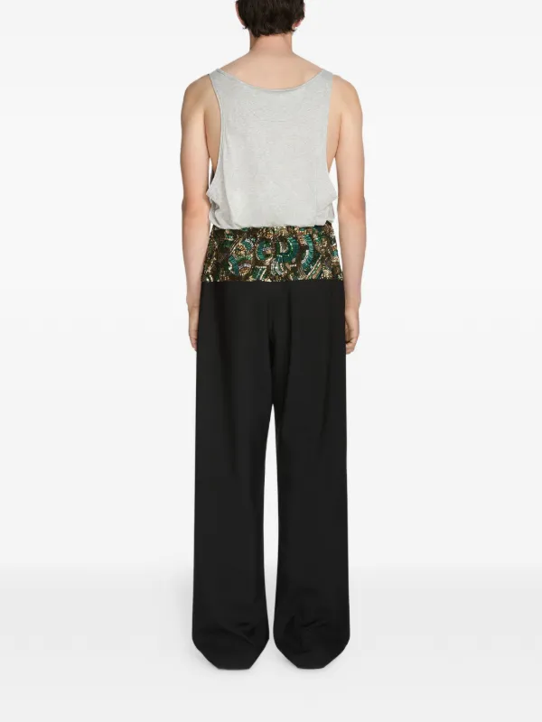 DRIES VAN NOTEN Embroidered Waist Trousers | Black | FARFETCH