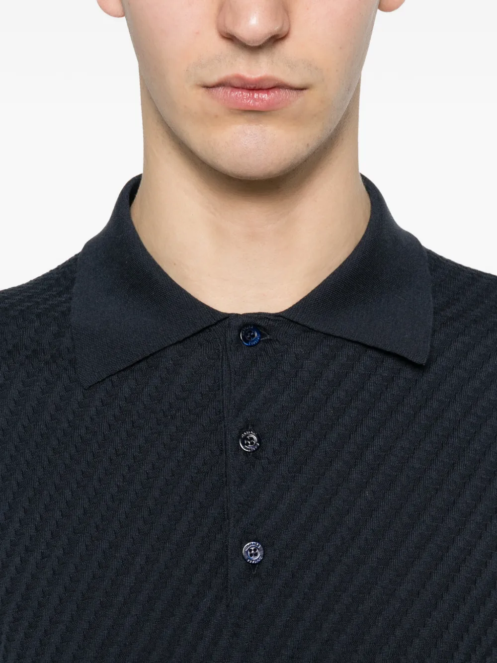 Canali Poloshirt met textuur Blauw