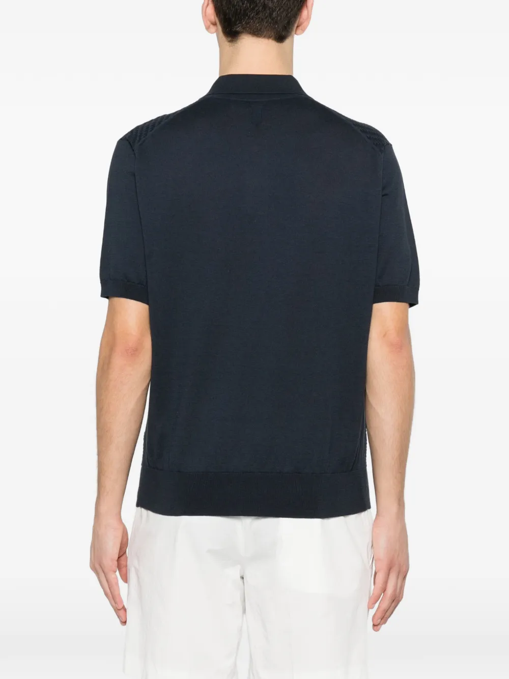 Canali Poloshirt met textuur Blauw