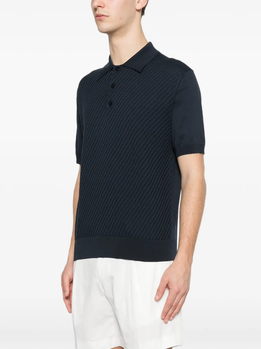 Canali Poloshirt met textuur Blauw