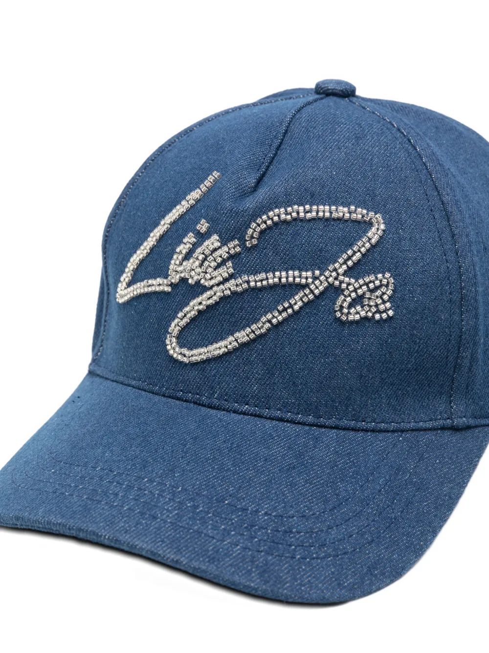 Bead-Embellished Logo Baseball Cap