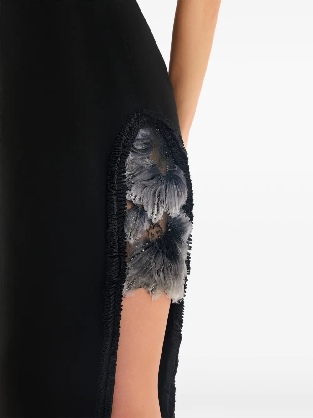 Gemy Maalouf Maxi-jurk met bloemen-applicatie Zwart