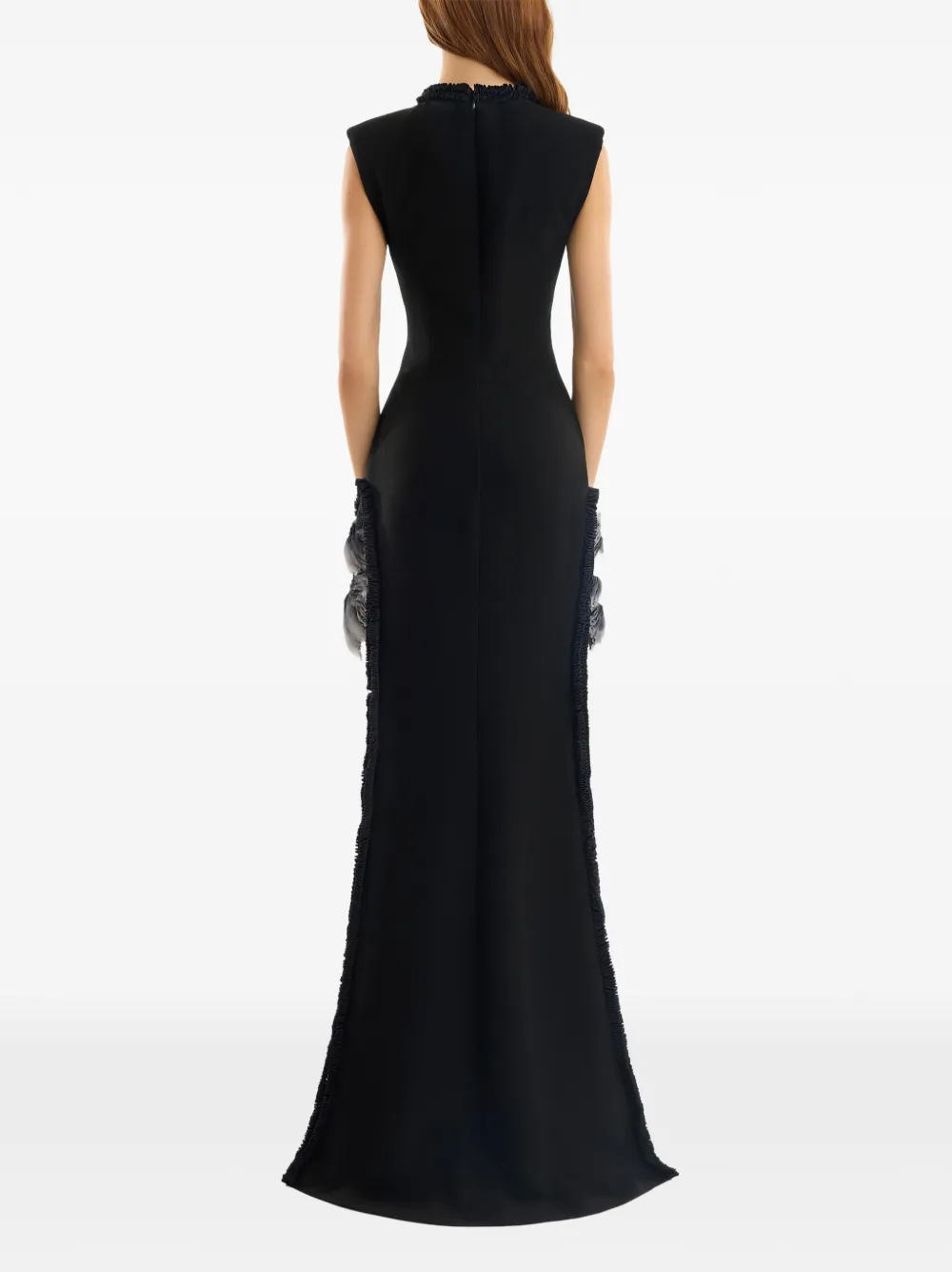 Gemy Maalouf Maxi-jurk met bloemen-applicatie Zwart