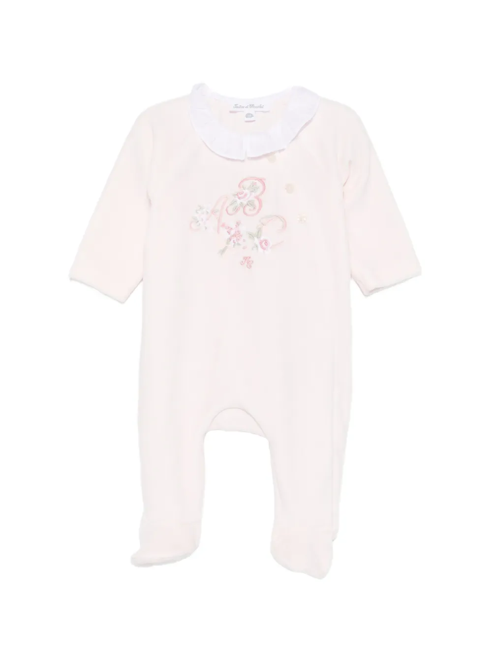 Tartine Et Chocolat ruffled floral-embroidered babygrow - Rosa